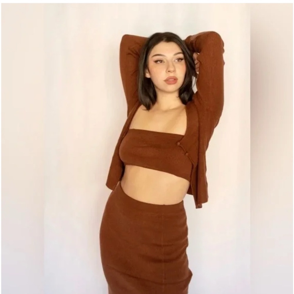 Crescent Brown Pencil Skirt Set